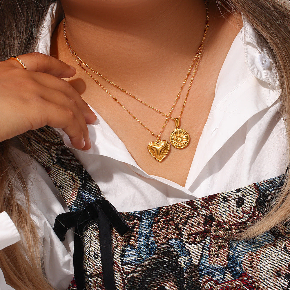 Wholesale Titanium Steel O-shaped Chain Sun Moon Star Pendant Necklace